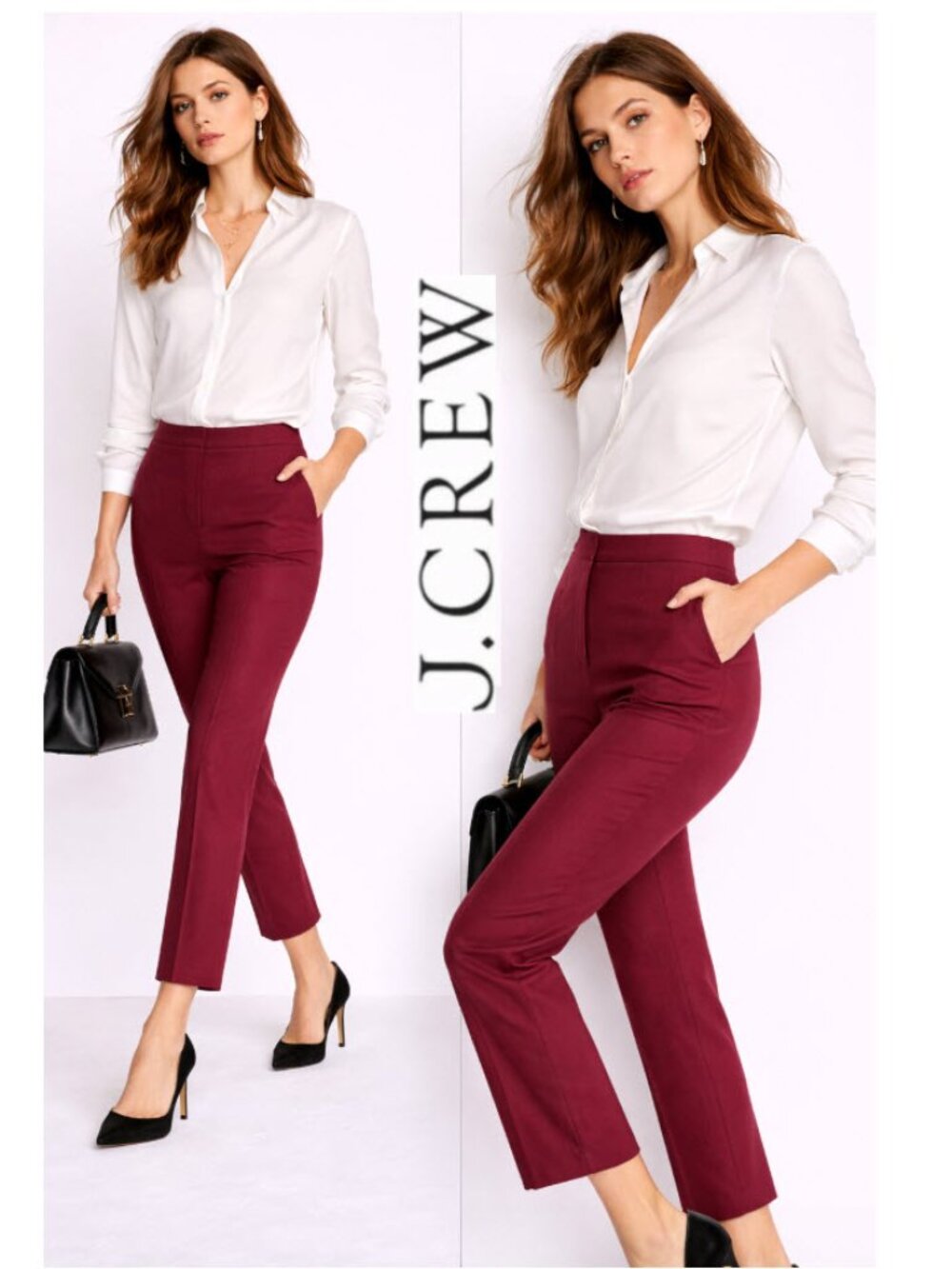 J Crew Wool-Blend Campbell pant in Burgundy Size 6T